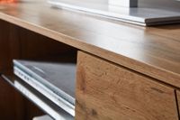 TV-Board Kommode 160cm MDF Eiche Dekor Design Lowboard mit 2 Türen & Glas Ablage Fernsehschrank – Ansicht 4