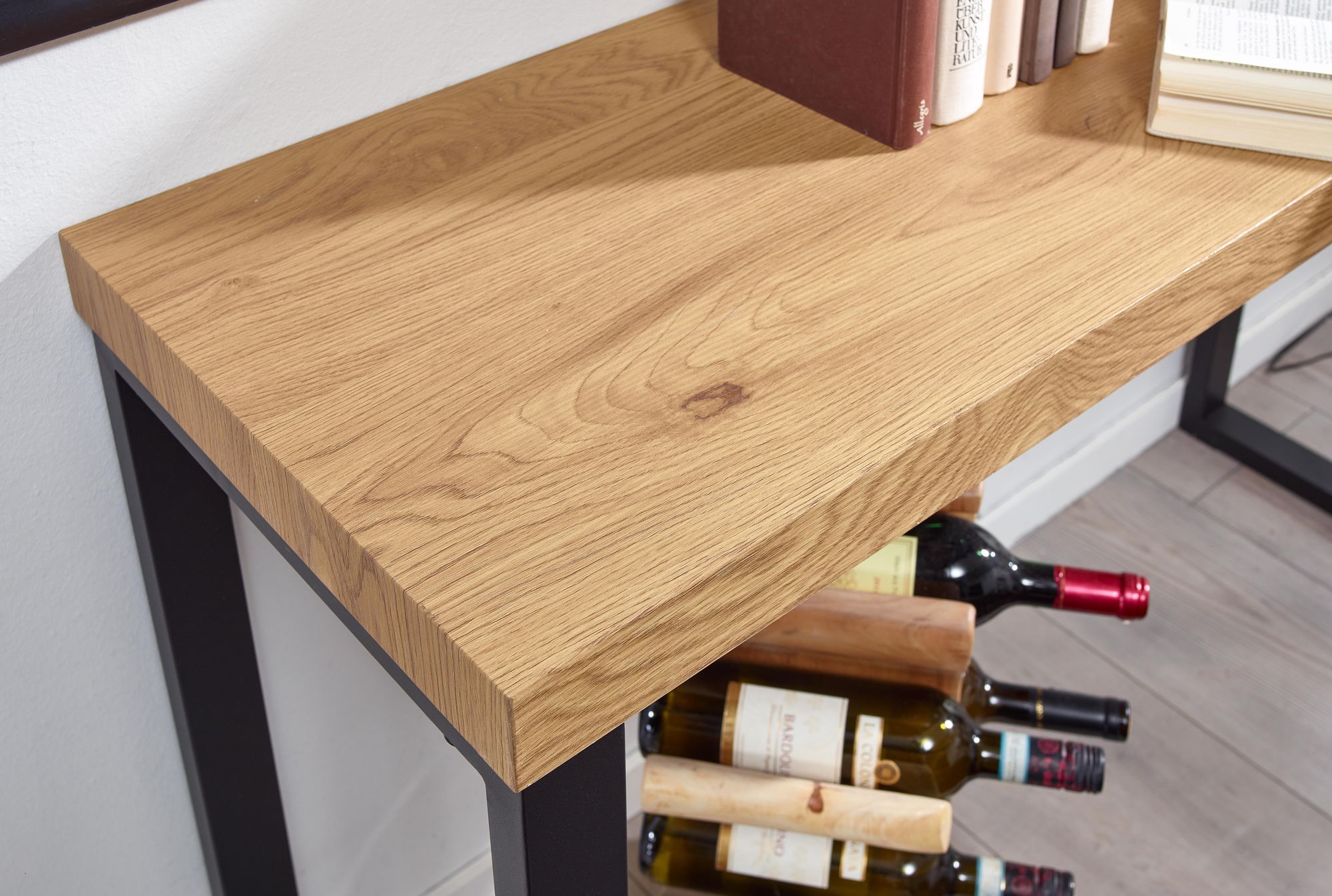 FineBuy Konsolentisch Eiche-Dekor / Schwarz 120x39x75,5 cm Design Anrichte Flur, Ablagetisch Schmal, Flurtisch mit Metallbeine, Dielentisch Lang Hoch | Farbe: Braun FineBuy Konsolentisch Eiche-Dekor / Schwarz 120x39x75,5 cm Design Anrichte Flur, Ablagetisch Schmal, Flurtisch mit Metallbeine, Dielentisch Lang Hoch | Farbe: Braun