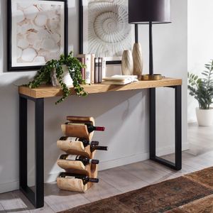 FB77662 FineBuy Konsolentisch Eiche-Dekor / Schwarz 120x39x75,5 cm Design Anrichte Flur, Ablagetisch Schmal, Flurtisch mit Metallbeine, Dielentisch Lang Hoch 4251757708442