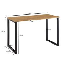 Schreibtisch FineBuy Bürotisch Eiche Schwarz 120x60x76 cm Computertisch Tisch – Ansicht 3