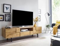 TV-Board Kommode 160cm MDF Eiche Dekor Design Lowboard mit 2 Türen & Schublade Fernsehschrank – Ansicht 2