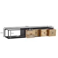 Massive TV-Board Kommode 150cm hängend Mango Massivholz Wiener Geflecht Rattan TV Lowboard – Ansicht 3
