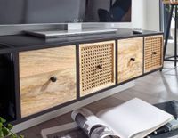 Massive TV-Board Kommode 150cm hängend Mango Massivholz Wiener Geflecht Rattan TV Lowboard – Ansicht 4