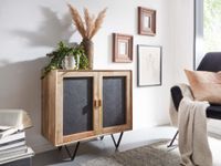 FineBuy Sideboard 80x75x35cm Holz Massiv Stein Kommode Anrichte mit Türen Modern – Ansicht 2