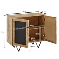 FineBuy Sideboard 80x75x35cm Holz Massiv Stein Kommode Anrichte mit Türen Modern – Ansicht 3