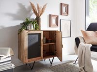 FineBuy Sideboard 80x75x35cm Holz Massiv Stein Kommode Anrichte mit Türen Modern – Ansicht 5