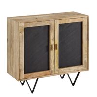 FineBuy Sideboard 80x75x35cm Holz Massiv Stein Kommode Anrichte mit Türen Modern – Ansicht 6