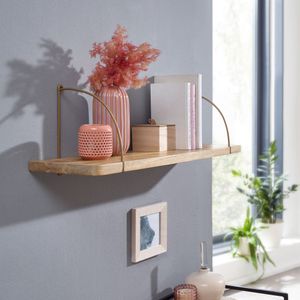 SV77830 FineBuy Wandregal Mango Massivholz / Metall Hängeregal Industrial, Design Schweberegal, Regal Hängend Wohnzimmer, Bücherregal Wand