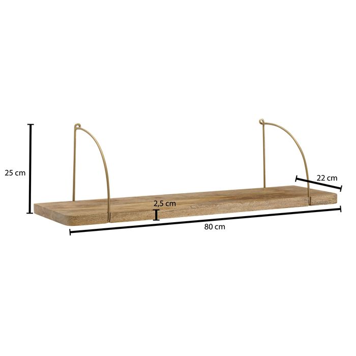 FineBuy Wandregal Holz Metall Hängeregal Regal Klein Industrial Bücherregal Wand – Maßzeichnung