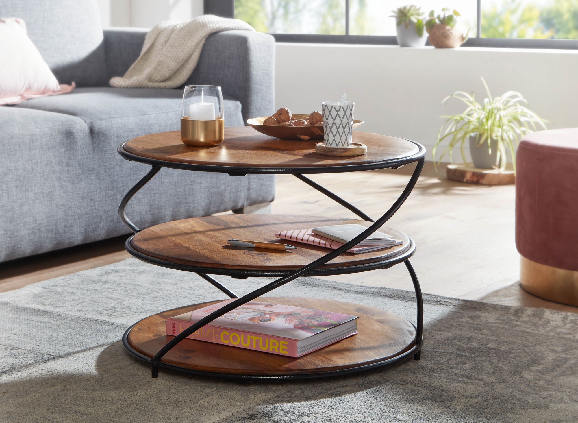 FineBuy Couchtisch 58x58x40,5 cm Sheesham Massivholz / Metall mit Stauraum, Wohnzimmertisch Kaffeetisch Massiv, Kleiner Tisch Beistelltisch Wohnzimmer Modern, Sofatisch Rund | Farbe: Braun FineBuy Couchtisch 58x58x40,5 cm Sheesham Massivholz / Metall mit Stauraum, Wohnzimmertisch Kaffeetisch Massiv, Kleiner Tisch Beistelltisch Wohnzimmer Modern, Sofatisch Rund | Farbe: Braun