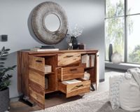 Massivholz Sideboard 145cm Sheesham Design Kommode mit 2 Türen & 3 Schubladen Baumkante – Ansicht 5