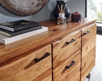 Massivholz Sideboard 145cm Sheesham Design Kommode mit 2 Türen & 3 Schubladen Baumkante – Ansicht 6