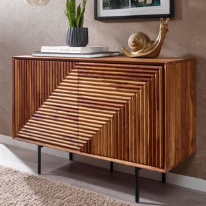 FineBuy Sideboard 100x71x40 cm Sheesham Massivholz / Metall Anrichte, Kommode mit zwei Türen, Kommodenschrank Holz Modern, Standschrank Wohnzimmer 4251757710322