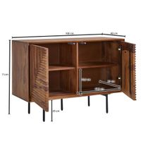 Massivholz Design Sideboard 100cm Sheesham Kommode mit 2 Türen Retro Design Metall schwarz – Ansicht 3