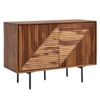 Massivholz Design Sideboard 100cm Sheesham Kommode mit 2 Türen Retro Design Metall schwarz – Ansicht 6