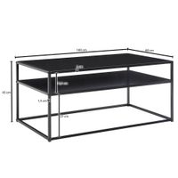 Couchtisch FineBuy Sofatisch 100x60x45 cm Metall Wohnzimmertisch Tisch Stauraum – Ansicht 3