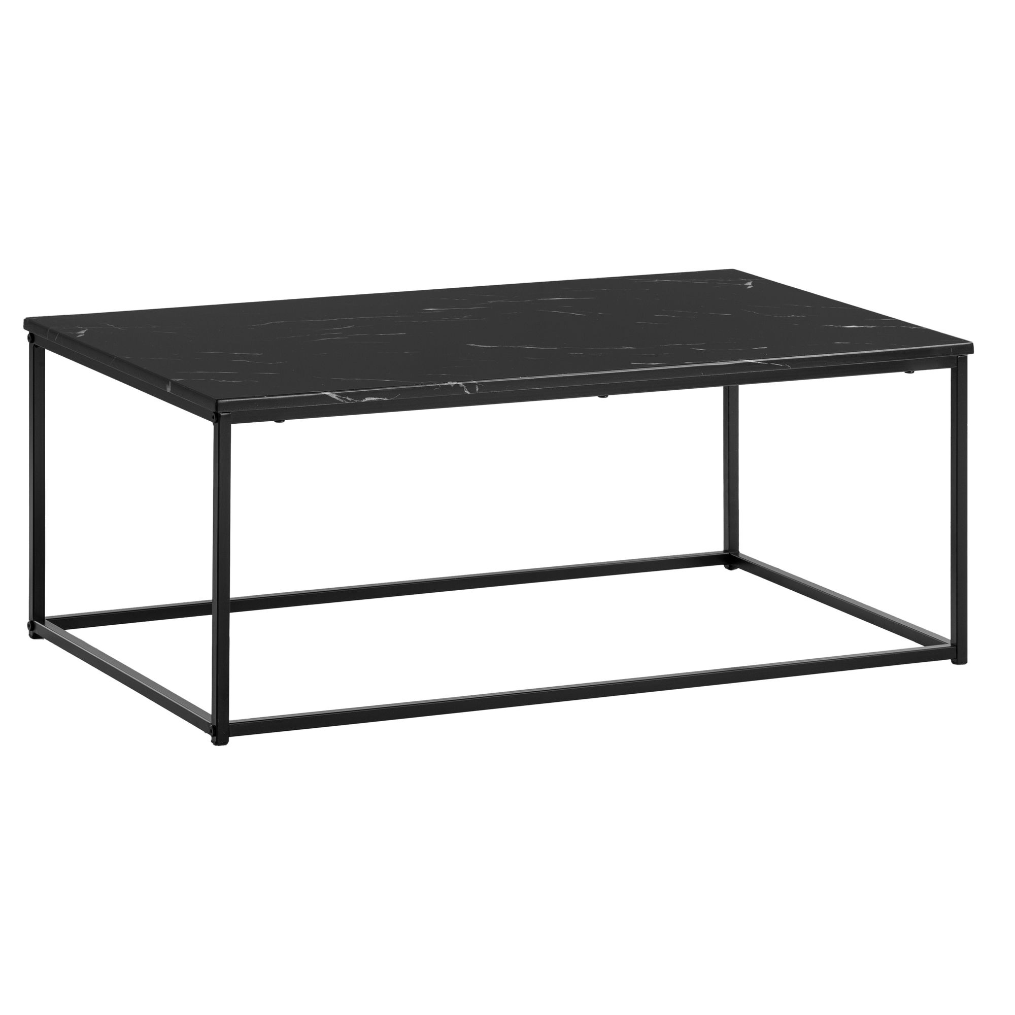 FineBuy Couchtisch 100cm rechteckig mit Marmor Optik Metallgestell – Moderner Wohnzimmertisch - Design Sofatisch für Wohnzimmer eckig | Farbe: Schwarz