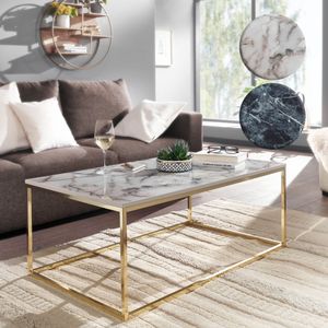 SV78902 FineBuy Couchtisch 100x60x40 cm mit Marmor Optik, Wohnzimmertisch mit Metall-Gestell, Sofatisch Eckig Tisch Wohnzimmer, Beistelltisch