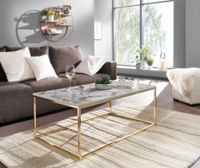Couchtisch 100cm rechteckig Marmor Optik Metallgestell Wohnzimmertisch – Ansicht 2