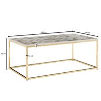 Couchtisch 100cm rechteckig Marmor Optik Metallgestell Wohnzimmertisch – Ansicht 3