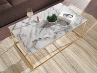 Couchtisch 100cm rechteckig Marmor Optik Metallgestell Wohnzimmertisch – Ansicht 4