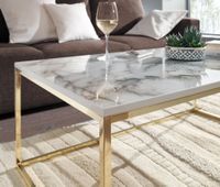 Couchtisch 100cm rechteckig Marmor Optik Metallgestell Wohnzimmertisch – Ansicht 5