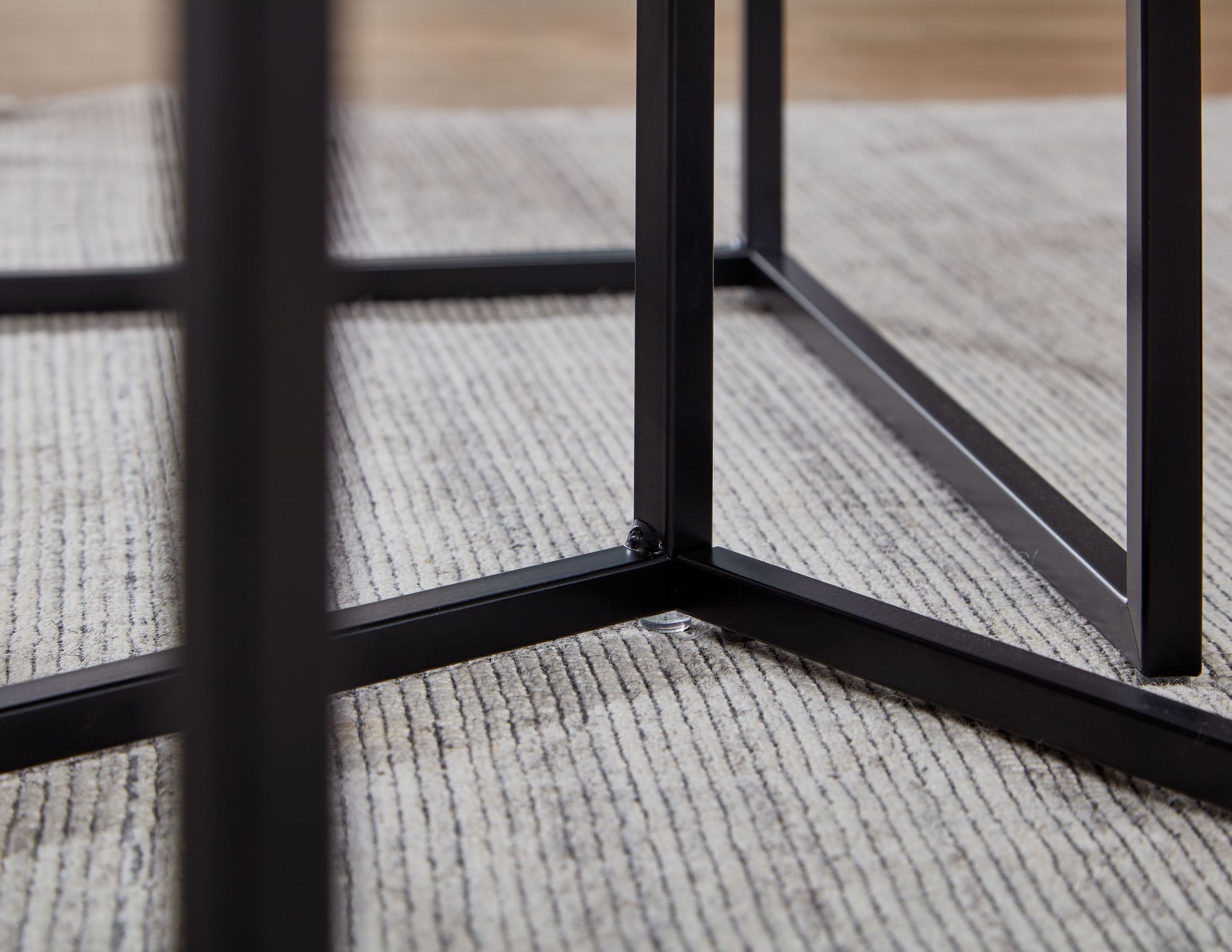 FineBuy Wohnzimmertisch 2er Set Metall Beistelltisch Eckig Schwarz, Design Beistelltisch Industrial, Sofatisch Couchtisch Quadratisch, Tischset 2-teilig Satztisch Stahl | Farbe: Schwarz