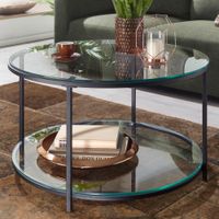 Couchtisch FineBuy Sofatisch Glas Wohnzimmertisch Ø 80 cm Rund Tisch Stauraum – Ansicht 1