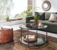 Couchtisch FineBuy Sofatisch Glas Wohnzimmertisch Ø 80 cm Rund Tisch Stauraum – Ansicht 2