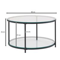 Couchtisch FineBuy Sofatisch Glas Wohnzimmertisch Ø 80 cm Rund Tisch Stauraum – Ansicht 3
