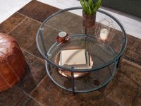 Couchtisch FineBuy Sofatisch Glas Wohnzimmertisch Ø 80 cm Rund Tisch Stauraum – Ansicht 4