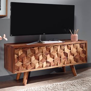 FineBuy Lowboard Sheesham Massivholz 92x44x35 cm TV-Kommode mit Klapptür, Design TV-Schrank Hoch, Fernsehtisch Fernsehschrank Modern, Fernsehkommode Wohnzimmer 4251757710520