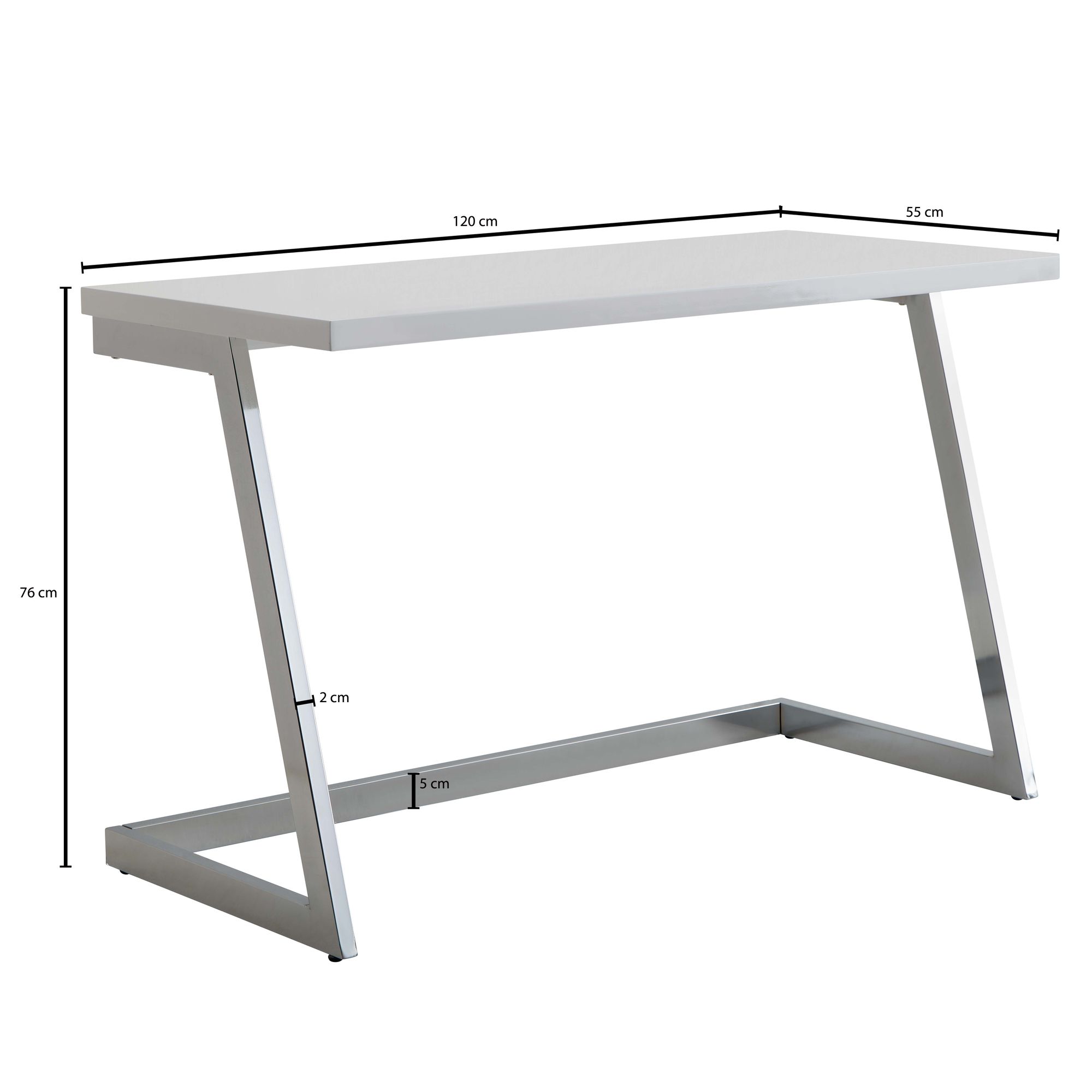 Schreibtisch FineBuy Computertisch Hochglanz Weiß 120 cm Tisch Büro Metall – Ansicht 3
