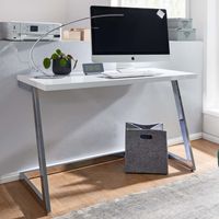 Schreibtisch FineBuy Computertisch Hochglanz Weiß 120 cm Tisch Büro Metall – Ansicht 1