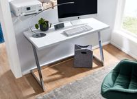 Schreibtisch FineBuy Computertisch Hochglanz Weiß 120 cm Tisch Büro Metall – Ansicht 4