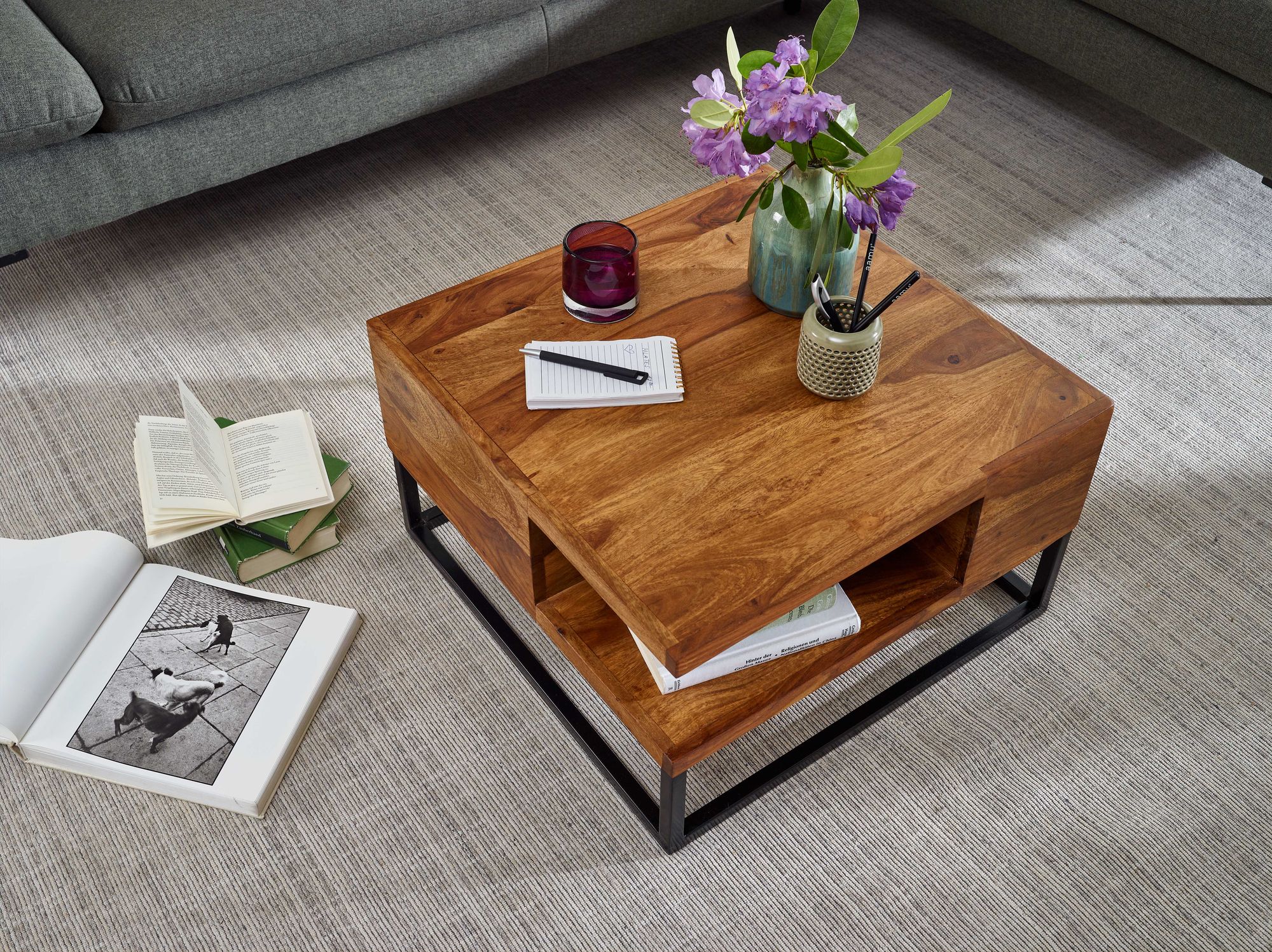 FineBuy Couchtisch 60x60x34,5 cm Sheesham Massivholz / Metall Sofatisch Eckig, Wohnzimmertisch mit Stauraum, Kaffeetisch Massiv, Kleiner Tisch Beistelltisch Wohnzimmer Modern Quadratisch | Farbe: Braun FineBuy Couchtisch 60x60x34,5 cm Sheesham Massivholz / Metall Sofatisch Eckig, Wohnzimmertisch mit Stauraum, Kaffeetisch Massiv, Kleiner Tisch Beistelltisch Wohnzimmer Modern Quadratisch | Farbe: Braun