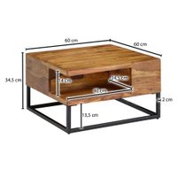 Couchtisch FineBuy Sofatisch Holz Massiv 60x60x34,5 cm Wohnzimmertisch Tisch – Ansicht 3