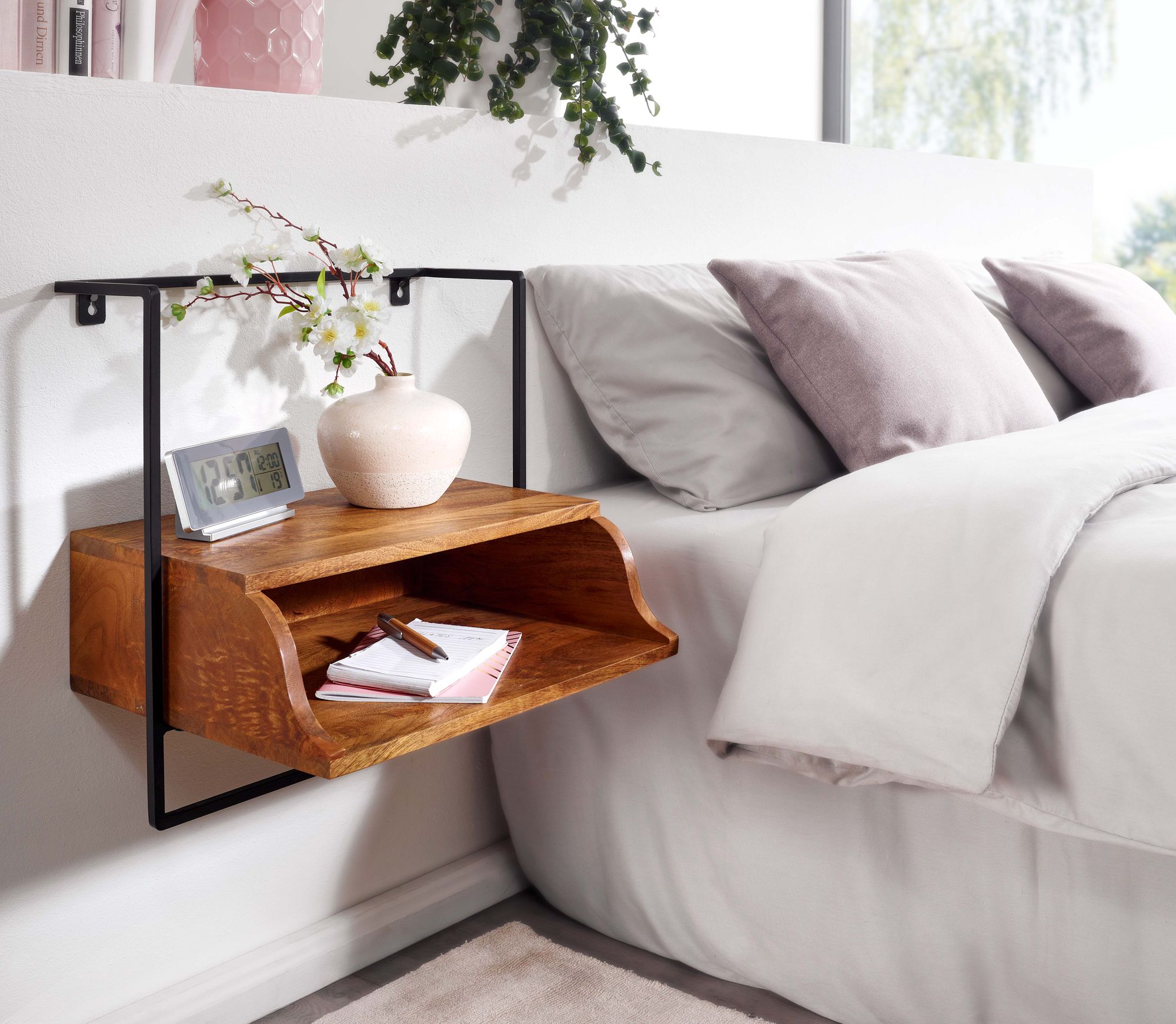 FineBuy Nachtkonsole für Wandmontage 44x45x35 cm Nachttisch Mango Massivholz, Nachtschrank mit Ablage, Wandboard Schwebend für Boxspringbett, Wandkonsole Nachtkästchen Hängend | Farbe: Braun FineBuy Nachtkonsole für Wandmontage 44x45x35 cm Nachttisch Mango Massivholz, Nachtschrank mit Ablage, Wandboard Schwebend für Boxspringbett, Wandkonsole Nachtkästchen Hängend | Farbe: Braun