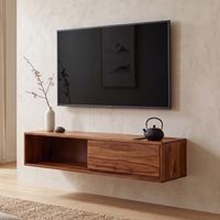 TV-Board Kommode 110cm hängend Sheesham Massivholz TV Lowboard mit 1 Schublade – Ansicht 1