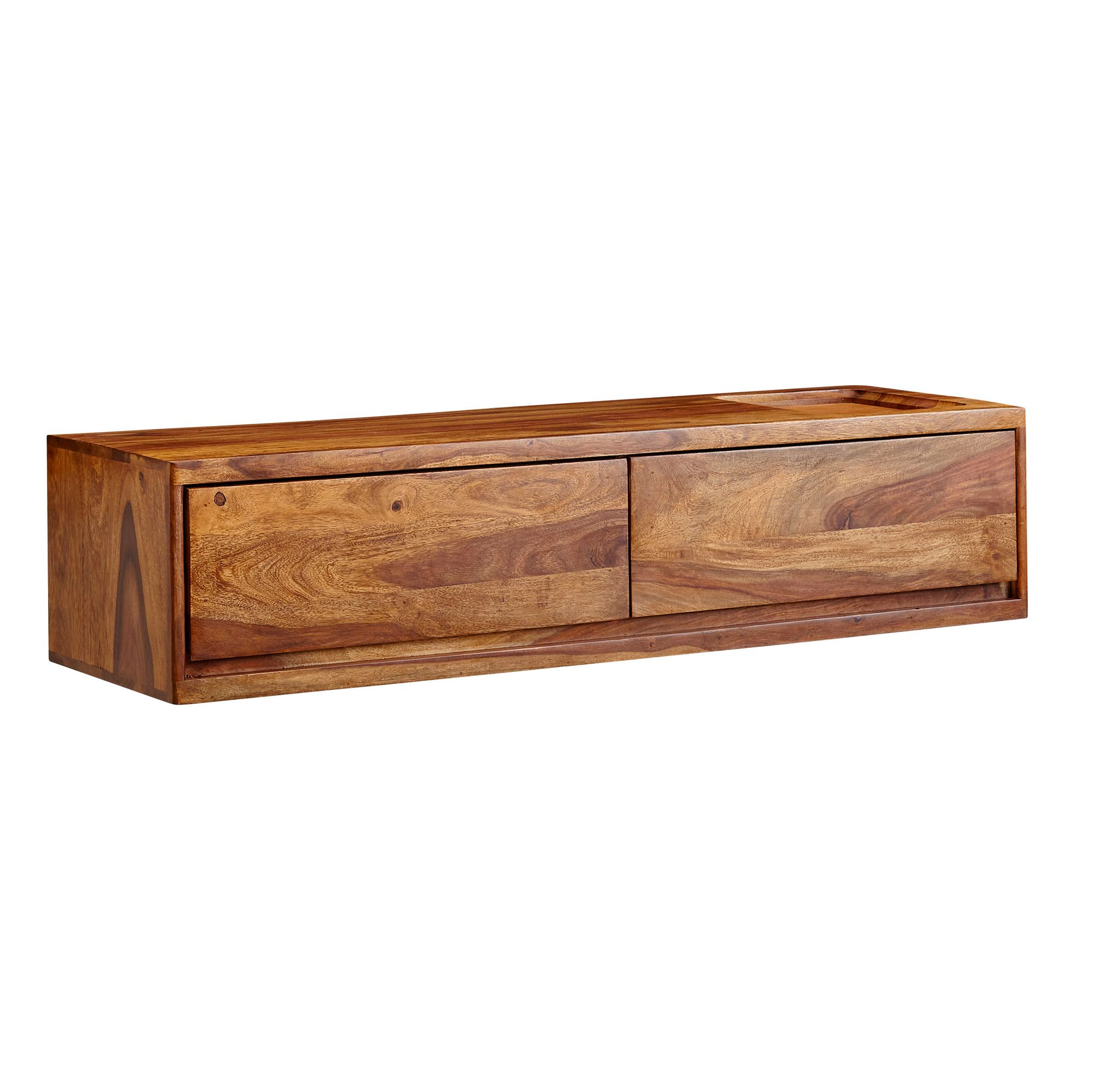 FineBuy Lowboard Hängend Sheesham Massivholz 108x25x34 cm TV-Schrank Braun, Design Fernsehtisch mit Stauraum, Fernsehschrank Wand Modern, TV-Kommode Fernsehkommode zum Aufhängen | Farbe: Braun