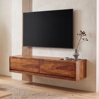 TV-Board Kommode 110cm hängend Sheesham Massivholz TV Lowboard mit 2 Schubladen – Ansicht 1