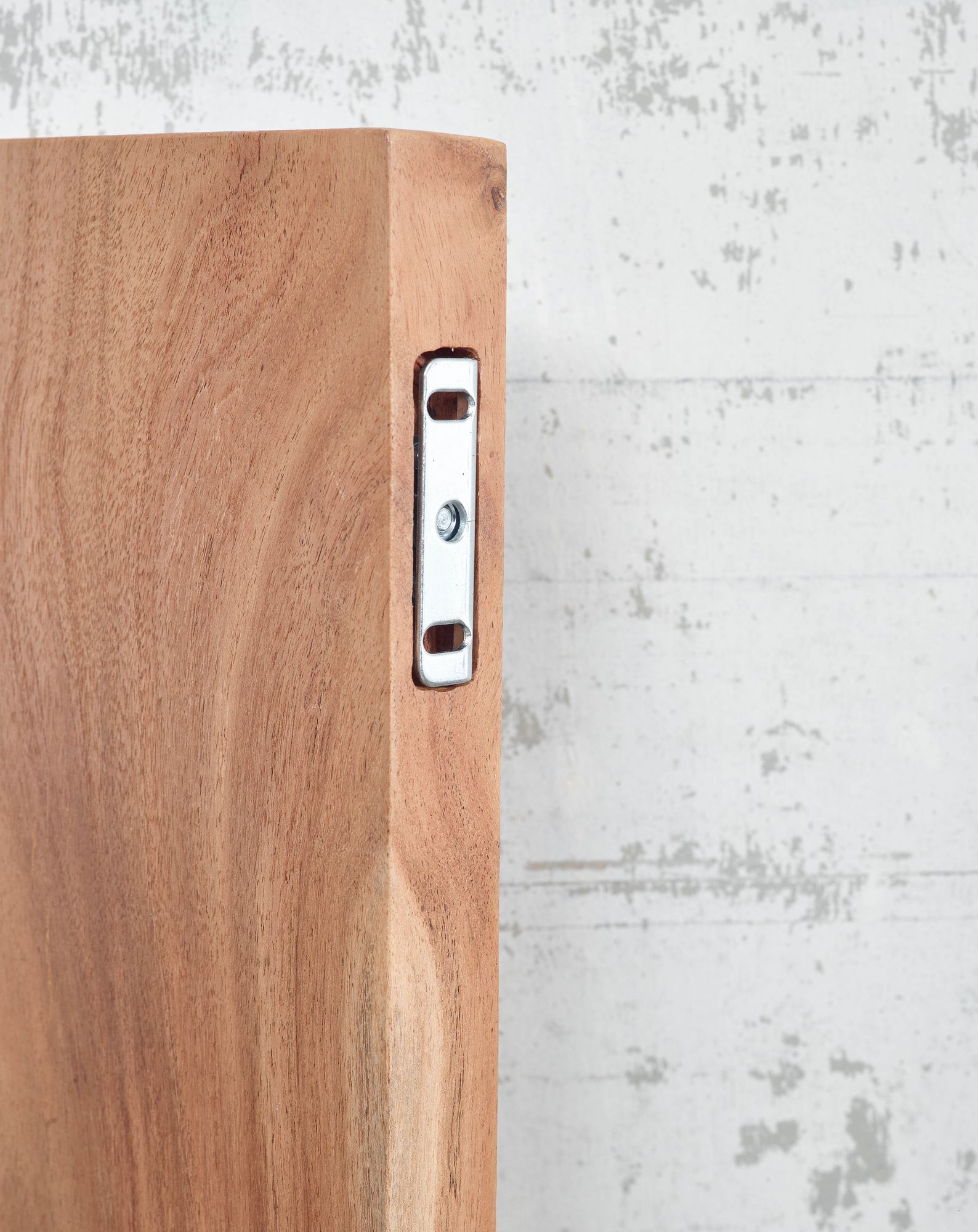 FineBuy Wandregal mit Baumkante Akazie Massivholz, Design Schweberegal Wandboard Massiv, Regal Holz Natur, Landhausstil Hängeregal | Farbe: Braun