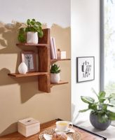 Wandregal FineBuy Hängeregal Holz Massiv 58x60x15 cm Regal Groß Schwebend Baum – Ansicht 2