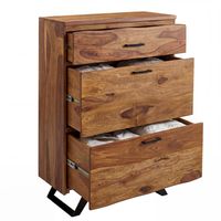 Kommode FineBuy 120 cm Massivholz Baumkante Highboard Anrichte Schubladenkommode – Ansicht 6