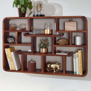 FB80756 FineBuy Wandregal 80x55x15 cm Sheesham Massivholz Hängeregal Modern Schwebend, Großes Design Schweberegal, Regal Hängend Wohnzimmer, Bücherregal Wand 4251757711121