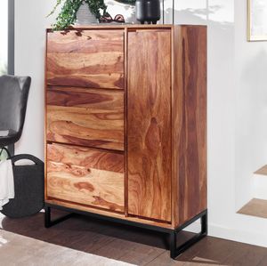 FineBuy Schuhschrank Sheesham Massivholz 88x120x40 cm Schuhregal Geschlossen, Design Schuhkommode Flurschrank mit Ablage, Schuhaufbewahrung Flurkommode für Schuhe Hoch 4251757711145