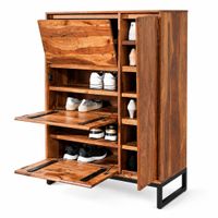 Massivholz Schuhschrank 90cm Sheesham Schuhkipper Schuhkommode für Garderobe Flur Schuhregal – Ansicht 6