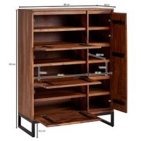 Massivholz Schuhschrank 90cm Sheesham Schuhkipper Schuhkommode für Garderobe Flur Schuhregal – Ansicht 3