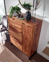 Massivholz Schuhschrank 90cm Sheesham Schuhkipper Schuhkommode für Garderobe Flur Schuhregal – Ansicht 4