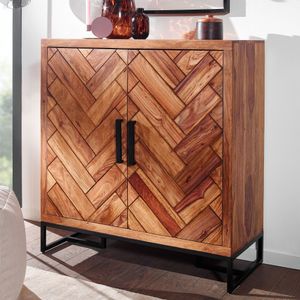 FineBuy Schuhschrank Sheesham Massivholz 100x105x40 cm Schuhregal Geschlossen, Design Schuhkommode Flurschrank mit Ablage, Schuhaufbewahrung Flurkommode für Schuhe Hoch 4251757711152